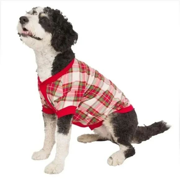 Eddie Bauer Holiday Pet PJ Pajama Red Plaid Size S (11" Back Length) - Picture 2 of 5
